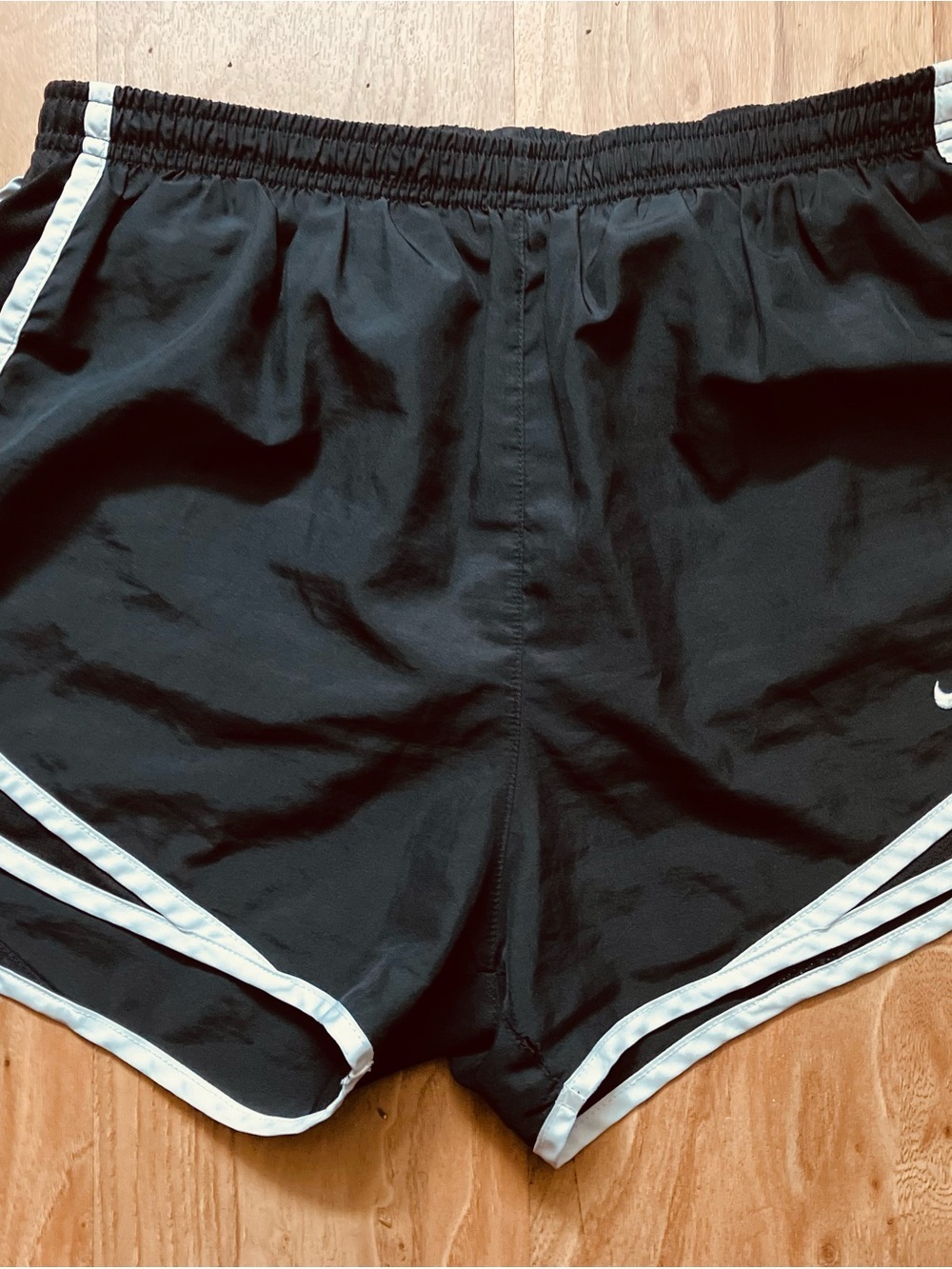 Nike Women's Black Athletic Shorts with White Piping- Dri-Fit